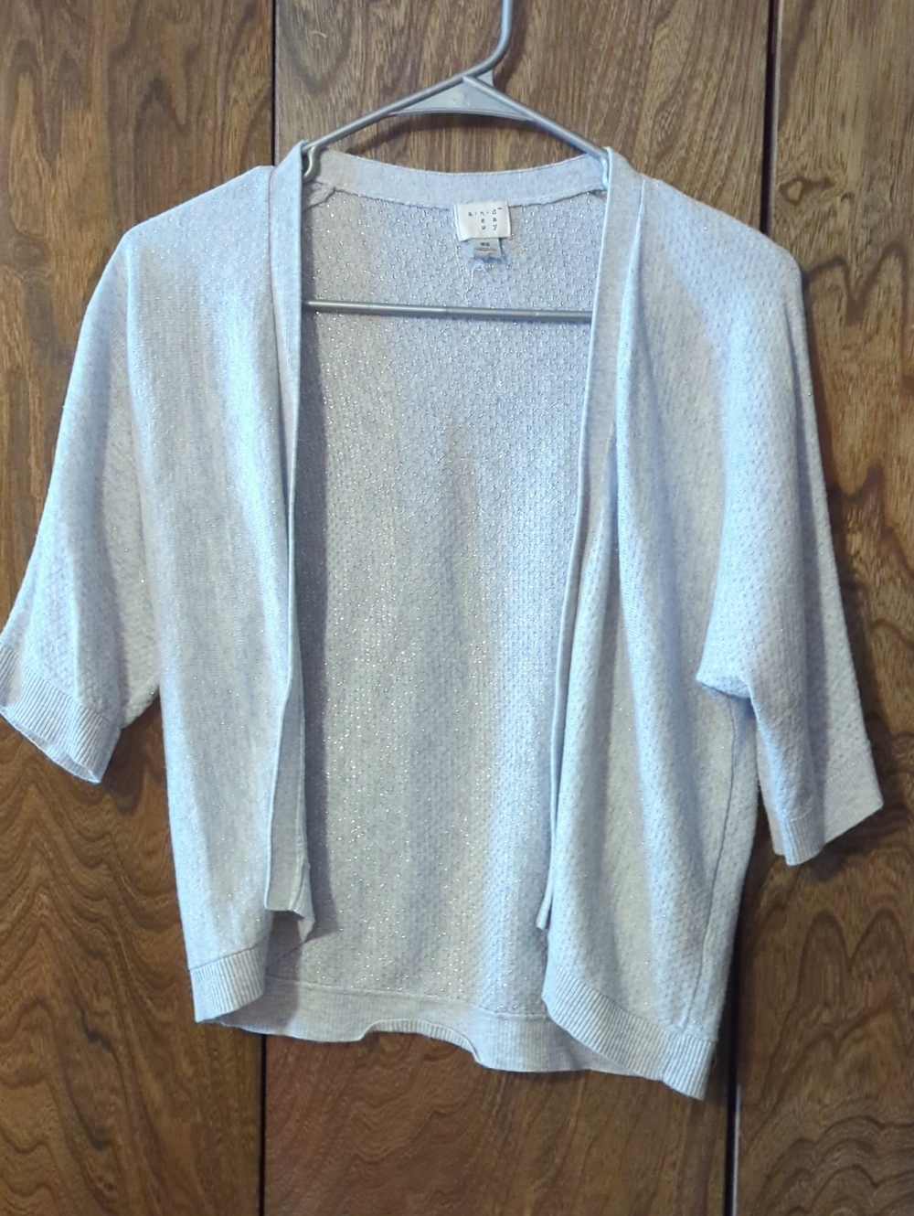 Light Gray Women's Open-Front Short-Sleeve Sweater